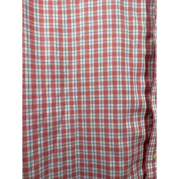 Lands'‎ End Mens Long Sleeve Dress Shirt White Red Plaid Cotton Size 16-35 - Picture 2 of 4